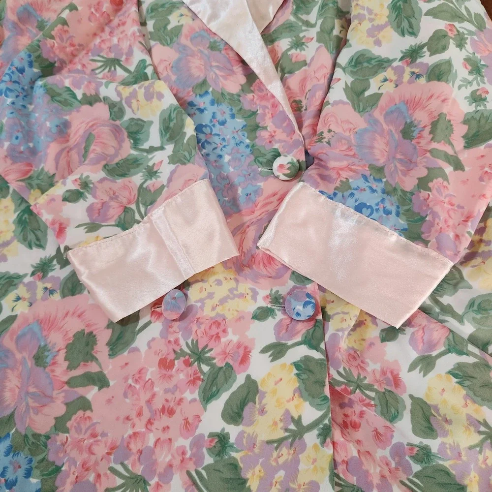 Victoria's Secret Vtg Gold Label Double Breasted Nightshirt Pink Floral Small‎